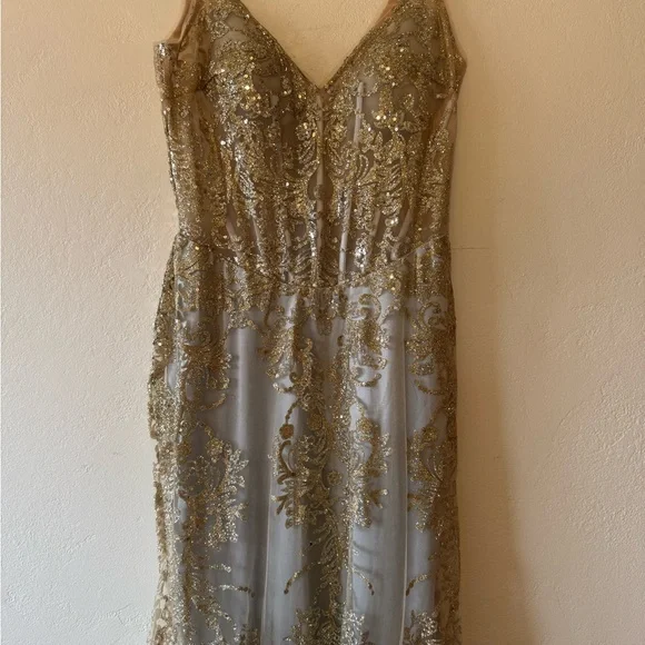 Glitter Print Mermaid Dress by Cinderella Divine J810 - Picture 6 of 14